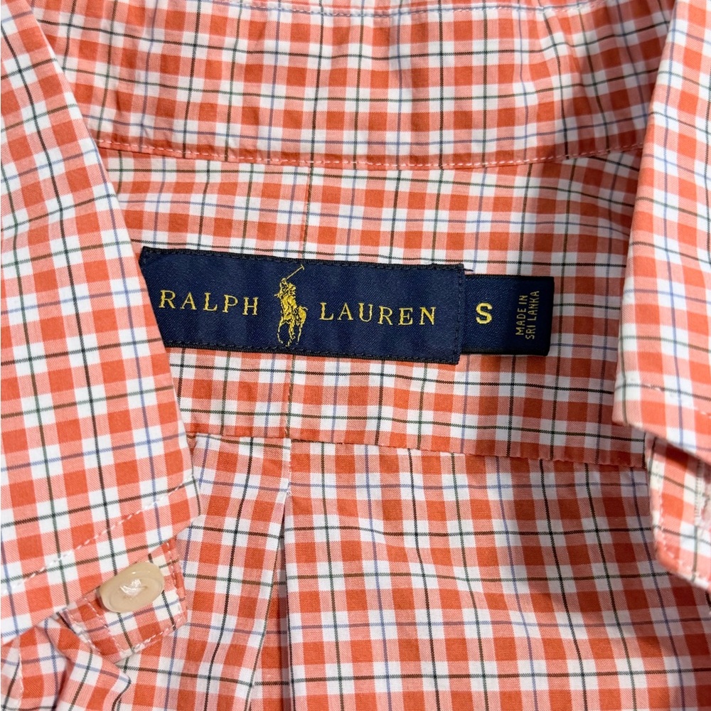 Orange check polo shirt LS